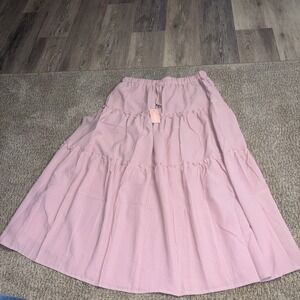 Women's Cute XL Boho Elastic High Waisted Pink Maxi Skirt /  33.5"